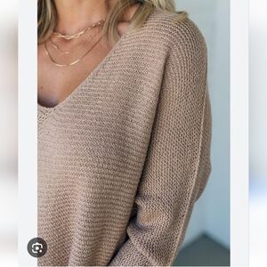 Slouch V neck hooded sweater